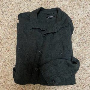 EXPRESS BLACK LONG SLEEVE COTTON TWILL